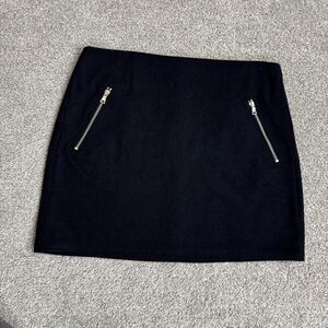 Gap Skirt Womens 14 Navy Wool Zip Pocket Mini Lined Pencil Work Office Chic